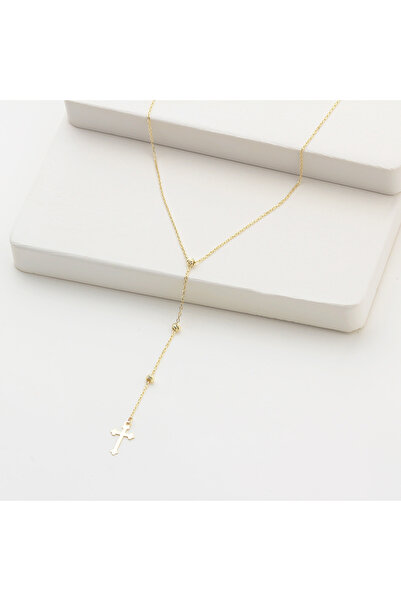 Glorria Altın Haç Sarkık Kolye