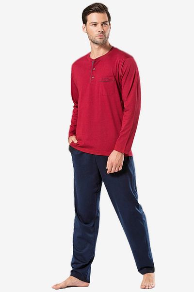 Pierre Cardin Men's Dowry Boxed 100% Cotton Long Sleeve Pajama Suit