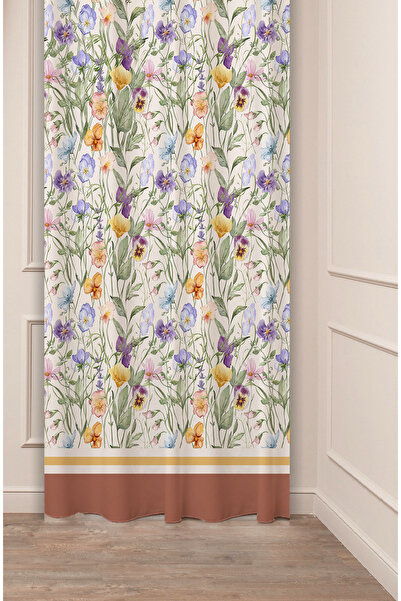 GREENDECOR Design special, frunze de flori, linie antică, model etnic, digital cu imprimeu (o singură aripă), perdea de fundal modernă și elegantă