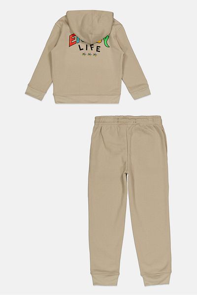 Brooklyn Kids Boy 2piece Hooded Graphic Print Long Sleeve Sweatshirt And Pant, Grey