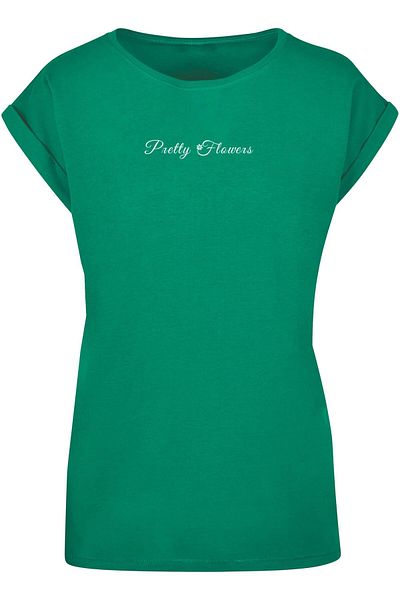 Merchcode Damen Ladies Pretty Flowers - T-Shirt mit verlängerter Schulterpartie