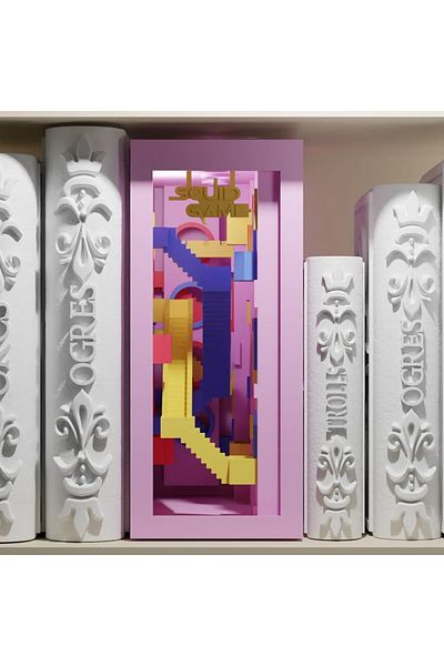 ardecem bilgisayar Book Nook Squid Game Ladder Book Nook DIY DIY