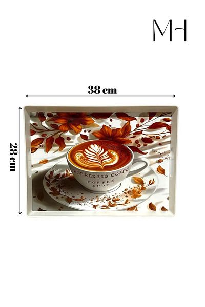 Makri Patterned Large Rectangular Tea and Coffee Presentation Tray