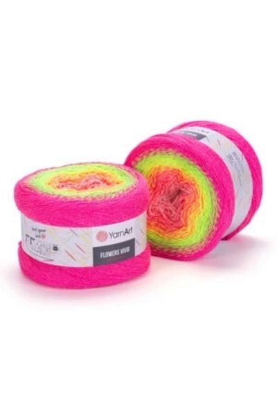 Yarnart Flowers Vivid - Μαρμάρινο Χειροποίητο Πλεκτό Νήμα Ebruli-507