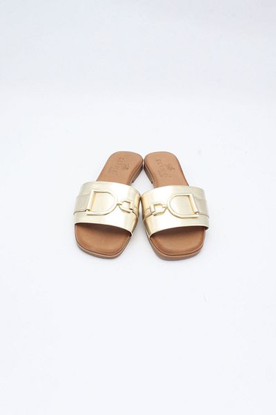 ENDİCAN 246 Rvg-7 Women's Genuine Leather Slippers Gold