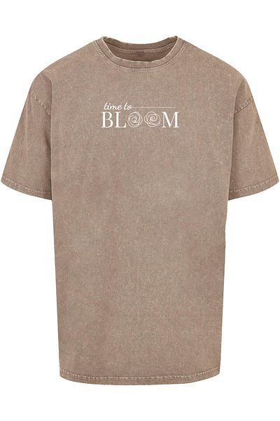 Merchcode Herren Time To Bloom - Acid Washed Heavy Oversized Tee