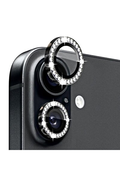 REDz Accessories Folie foto cu strasuri, individuală, compatibilă cu iPhone 16, sticlă, neagră