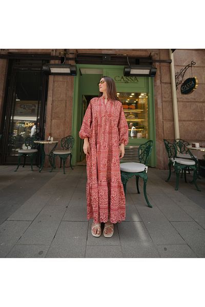 Molly Nelly Women's Printed Long Summer Viscose Dress
