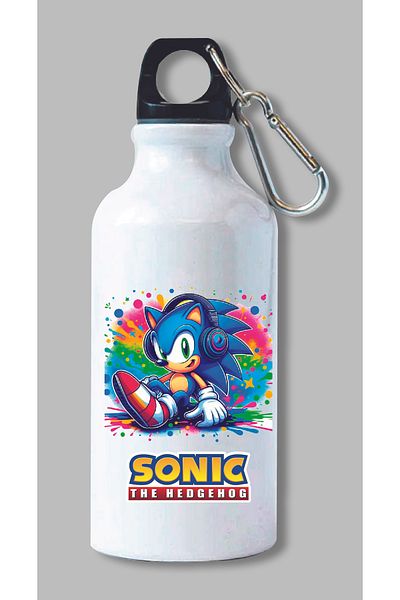 DKDZ SHOP Sonic Printed Water Bottle with Hook 600ml. - 004
