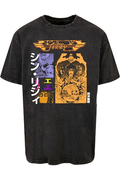 Merchcode Herren Thin Lizzy - Vagabonds Japan Acid Washed Oversize Tee
