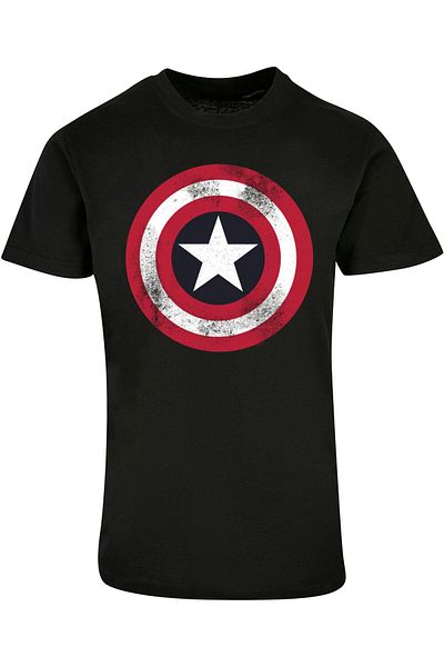 ABSOLUTE CULT Herren Avengers - Captain America Distressed Shield Basic T-shirt