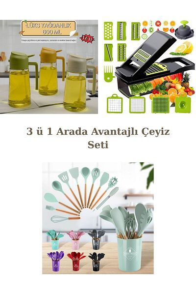 KUNFLEX 3 in 1 Dowry Set (Grater+Oil Pot+Spatula Set)
