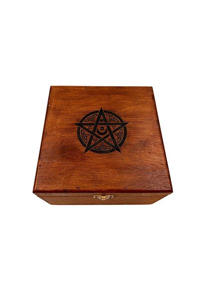 t tun's woods Handmade Wooden Box Pentagram Motifl 20X20Cm Width 12cm Height