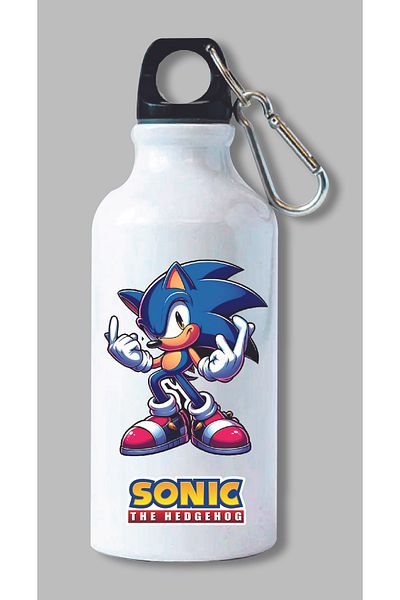 DKDZ SHOP Sonic Printed Water Bottle with Hook 600ml. - 009