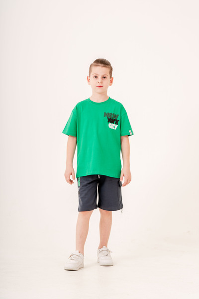 New York Baskılı Erkek Çocuk T-Shirt & Şort 2'li Takım