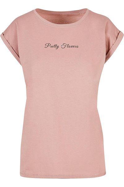 Merchcode Damen Ladies Pretty Flowers - T-Shirt mit verlängerter Schulterpartie