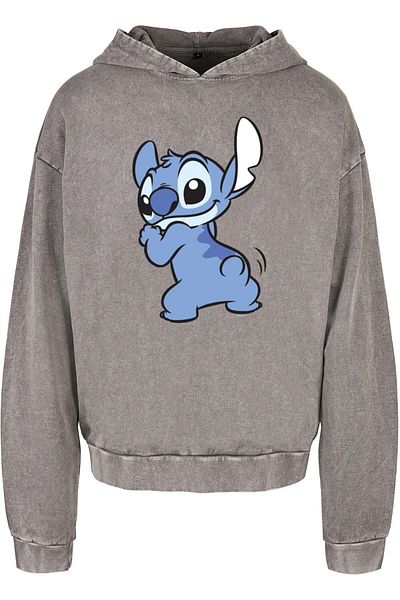 ABSOLUTE CULT Herren Lilo Ve Stitch - Stitch Arka Göğüs Asidi Yıkanmış Büyük Boy Kapüşonlu