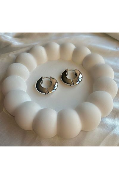 Bijou Luz Silver Plain Curved Hoop Earrings