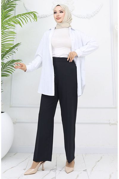 sefamerve Wide Leg Trousers 4001-01 Black