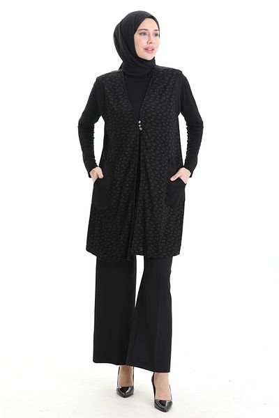 sefamerve سترة جاكار بأزرار 994727d-01 أسود