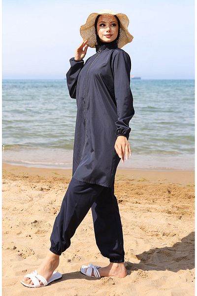 sefamerve Atlas 2-pack Hijab μαγιό με φερμουάρ 9006-02 Navy Blue