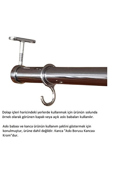 Adilon Yuvarlak Askı Borusu, 30 cm, Parlak Metal, Mutfak, Banyo, Vestiyer, Portmanto, Çok Amaçlı