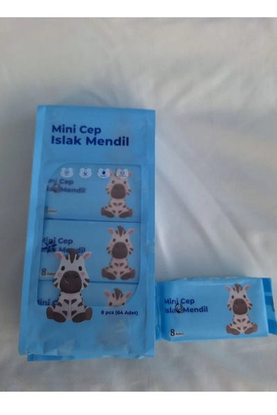 WWSHOP Minik Islak Cep Mendili 8 Li 1 Paket (Mavi)