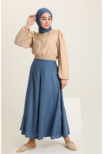 sefamerve Şile Cloth Trouser Skirt 0500-06 Indigo