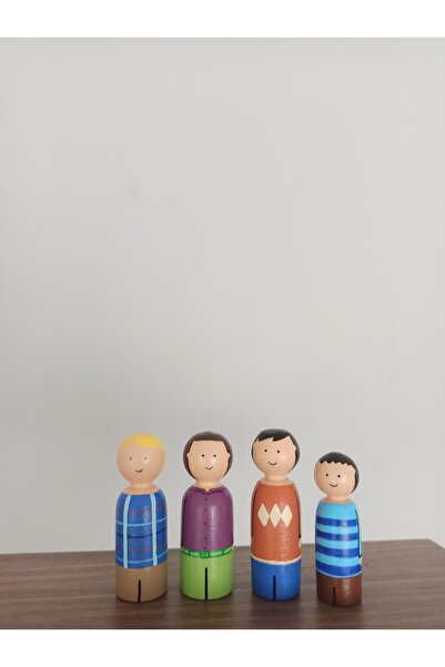 Gepettonine Ahşap Oyuncak Rafadan Tayfa Karakterleri Pegdoll, Hayri-Kamil-Akın- Mert Peg Bebek Karakter