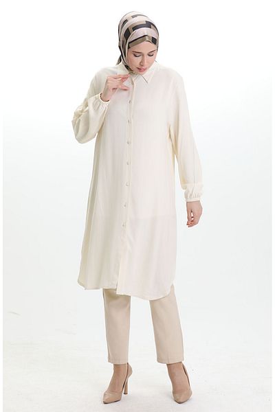 sefamerve Viscose Buttoned Tunic 992002-01 Ecru