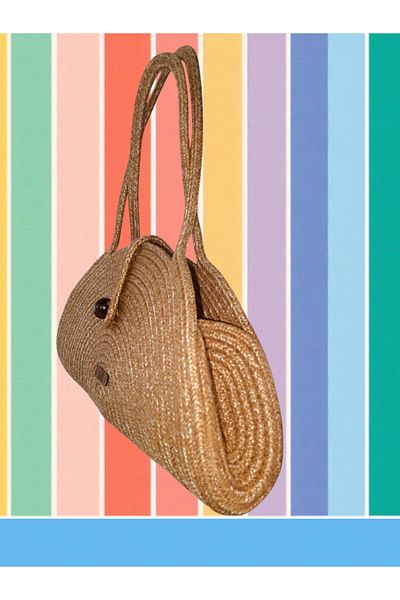 AZR HOME DESİGN Natural Jute Rope Handmade Straw Handle Handbag Clutch Bag