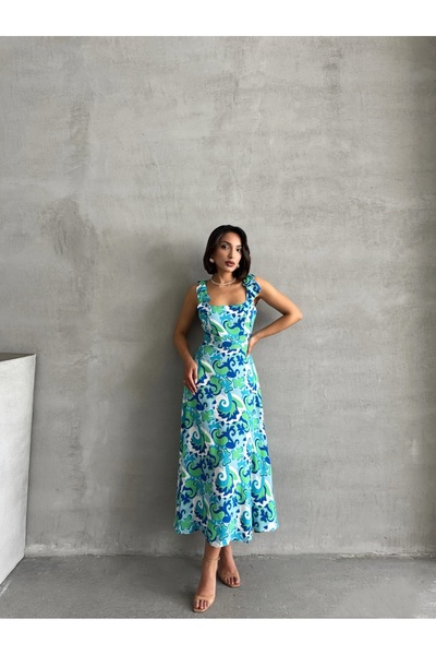 BEJNA Dámské tkané šaty s nízkým vzorem na zádech