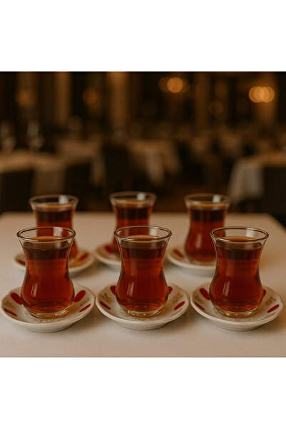 Veliday Melamin Kırmızı Beyaz Klasik Melamin Kahveci Tipi Çay Tabağı 6 Adet