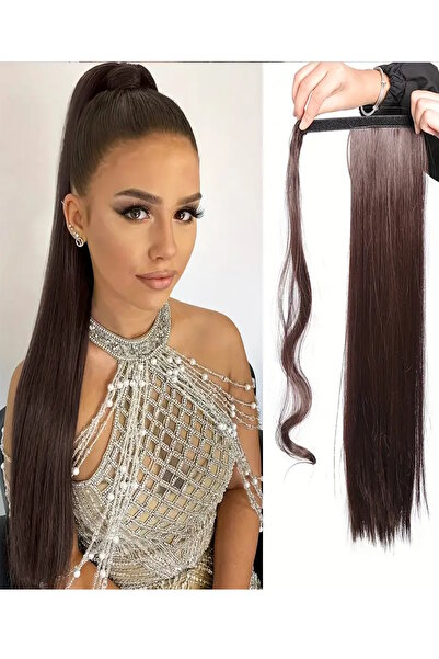 CAŞ DEKORASYON Kahverengi Renk Cırtcırtlı Düz At Kuyruğu Saç