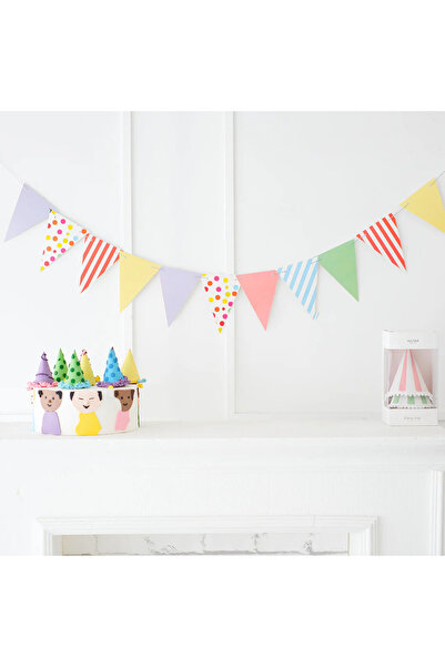 Partifabrik Karnaval Renkler Üçgen Bayrak Süs