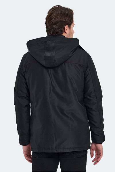 Slazenger Winter Waterproof Hooded Coat with Pockets Black