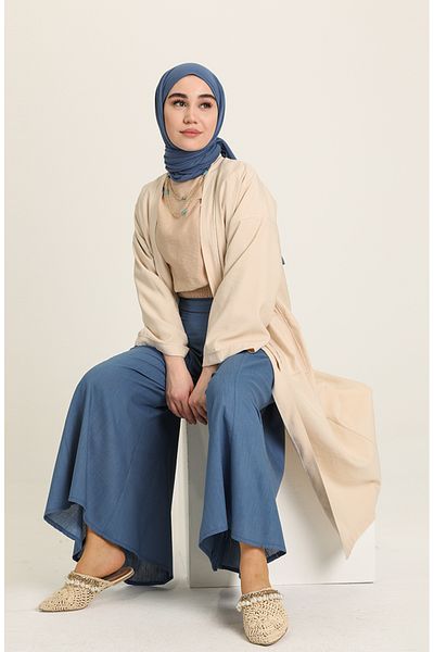 sefamerve Şile Cloth Trouser Skirt 0500-06 Indigo