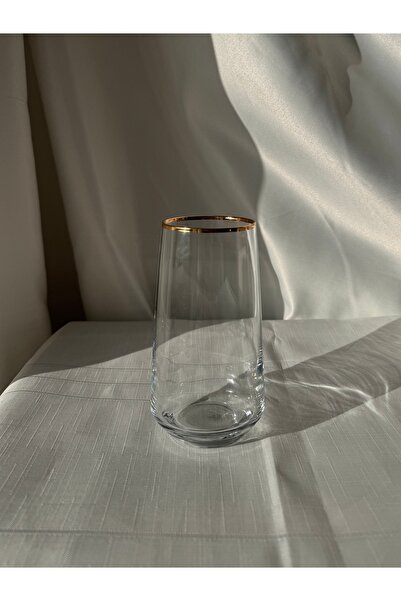 Şahika Kristal cama atılan imza 6’lı Duru Gold Meşrubat Bardağı Seti 480 ml