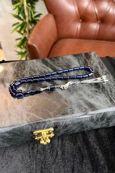 dergah tesbih Blue Plant Pigmented Drops Kejribar Silver Horse Design Rosary Amber