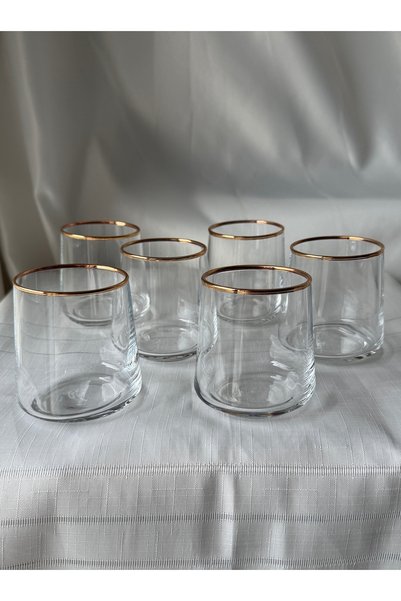 Şahika Kristal cama atılan imza Set of 6 Vera Gold Water Glasses