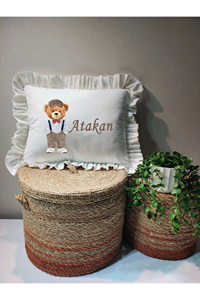 Moda Lime İsme Özel Baskılı Fırfırlı Bebek Dolgulu Yastık hediyelik (Takı Yas...