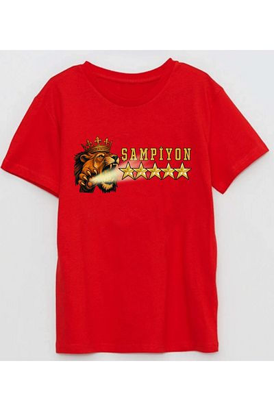 Efendioğlu Design Glowing Lion Claw Champion 5 Star King Lion Kids Tshirt
