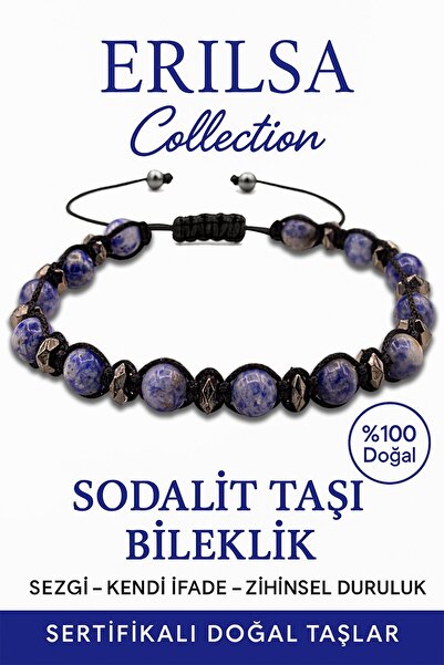 Erilsa Sertifikalı Terahertz – Sodalit Taşı Bileklik – Enerji Temizliği ve Koruma