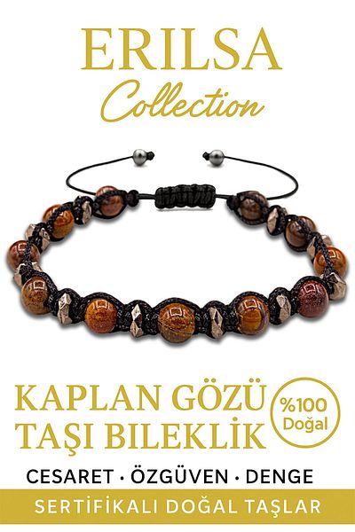 Erilsa Certified Real Terahertz Tiger Eye Stone Bracelet – Protection and Self-Confidence