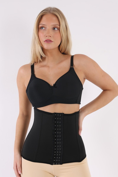 Vaska مشد نسائي أسود عالي الخصر من اللاتكس - مشد تنحيف الخصر