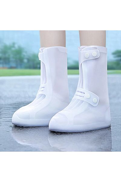 Choice XL white Rain Boot Covers Waterproof Anti Slip Shoe Cover Cubre Zapatos Para La Lluvia De Silicona C