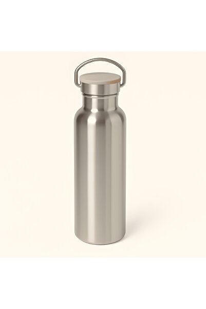 TermaCraft Gümüş Bambu Kapaklı Çelik Termos - 600ml