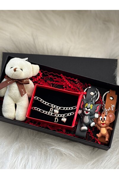 VENTİ VENTİSCA 2 Pieces of Steel Letter Bracelet, Heart Detail, Teddy Bear, T...