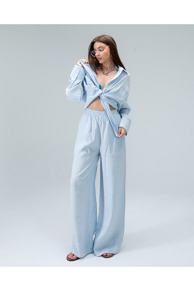 Tt Line Palazzo Trousers Women's Regular Side Pocket Viscose Wide Leg Elastic Waist Modal Organic Fabric