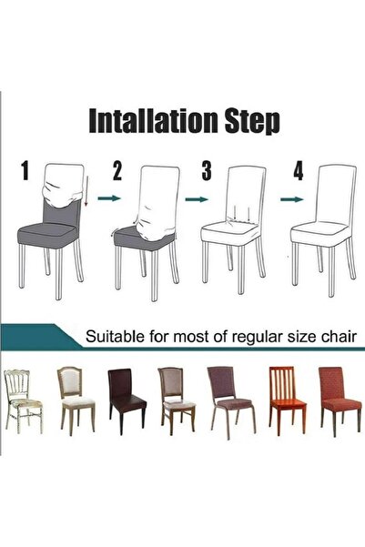 Bright Home likrali sandalye kılıfı, lastikli esnekli sandalye örtüsü pitikare desen 1 adet